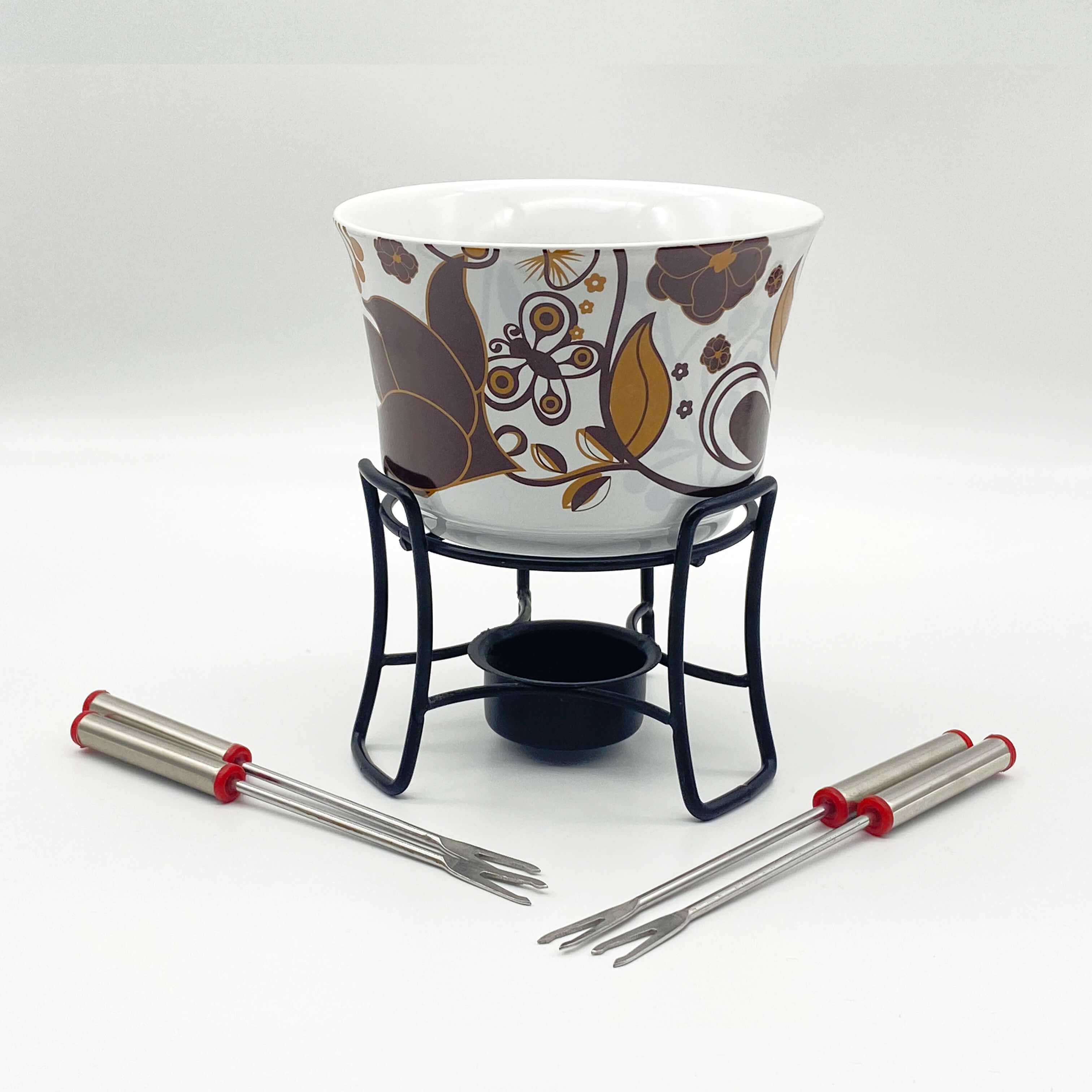 Chocolate Fondue Set Waist Closing Bowl with 4 forks