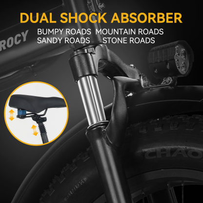 EBKAROCY Ebikes for Adults,750W Motor 26MPH, 20'' Fat Tire Offroad Folding Electric Bikes,15Ah Lithium Battery,Shimano 7 Speed