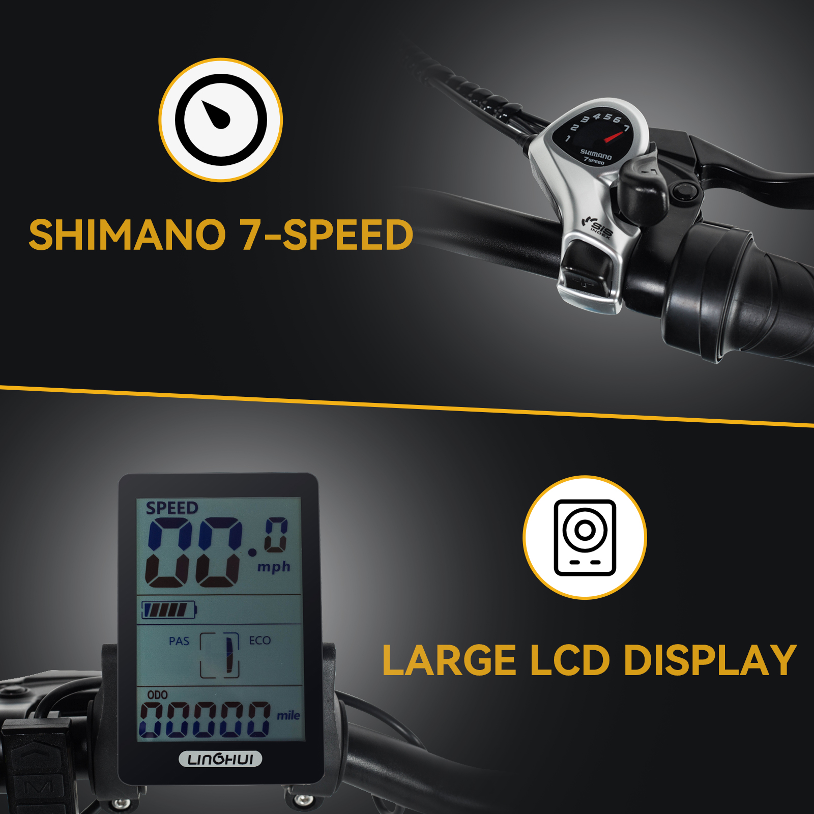 EBKAROCY Ebikes for Adults,750W Motor 26MPH, 20'' Fat Tire Offroad Folding Electric Bikes,15Ah Lithium Battery,Shimano 7 Speed