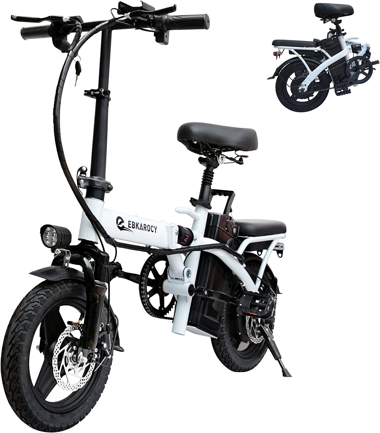 EBKAROCY Ebikes for Adults, 400W Motor 22MPH Max Speed, 14” Tire, 48V 15AH Removable Battery 