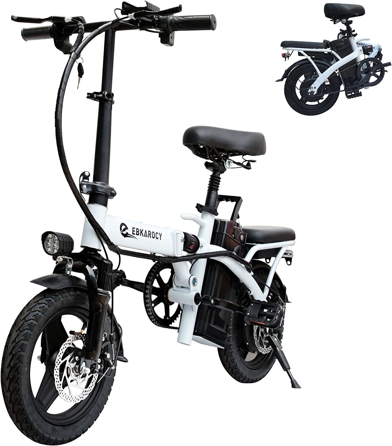 EBKAROCY Ebikes for Adults, 400W Motor 22MPH Max Speed, 14” Tire, 48V 15AH Removable Battery 