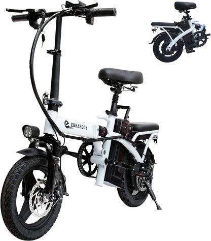 EBKAROCY Ebikes for Adults, 400W Motor 22MPH Max Speed, 14” Tire, 48V 15AH Removable Battery 