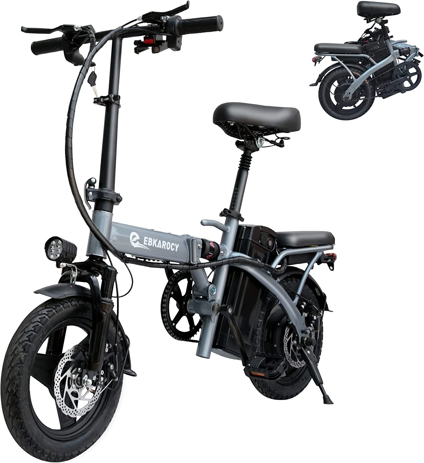 EBKAROCY Ebikes for Adults, 400W Motor 22MPH Max Speed, 14” Tire, 48V 15AH Removable Battery 