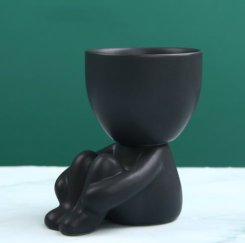 Creative home ceramic figure flowerpot
