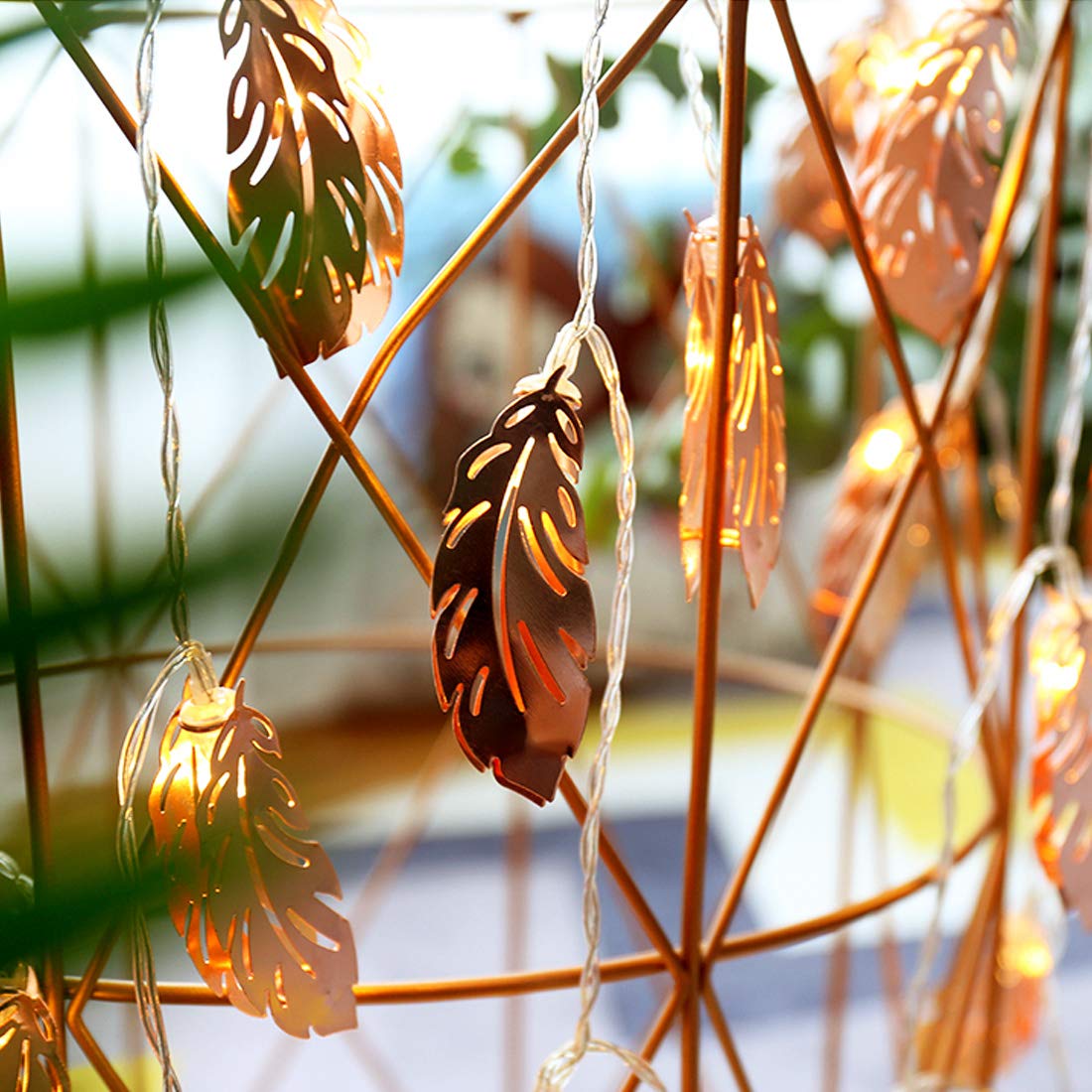 Image showcasing 20 LEDs Metal Feather String Light