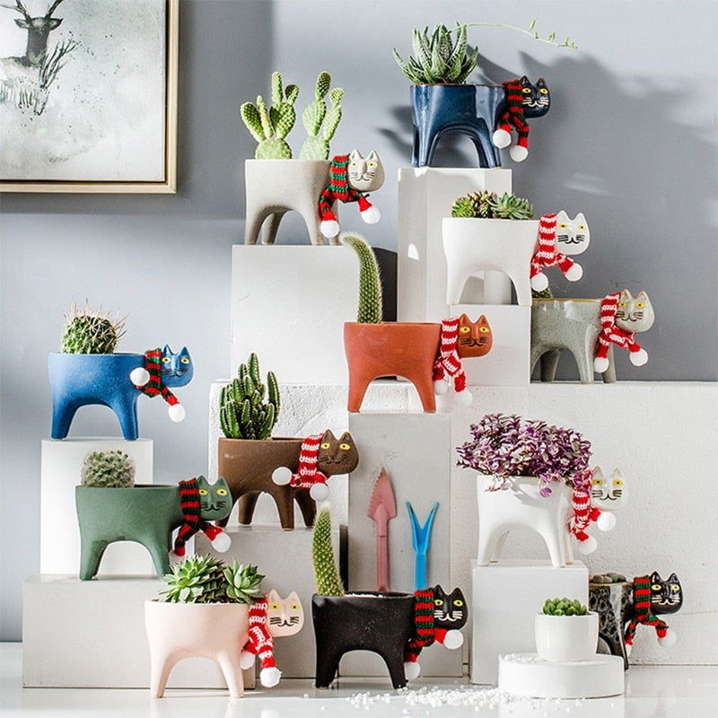 Cartoon Cat Flower Pot