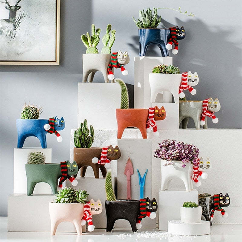 Cartoon Cat Flower Pot