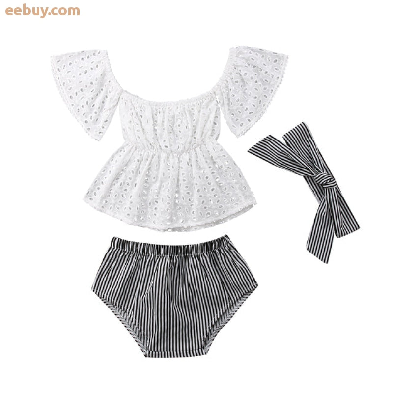 Wholesale 3pcs Newborn Lace Cutout Clothes Set-eebuy