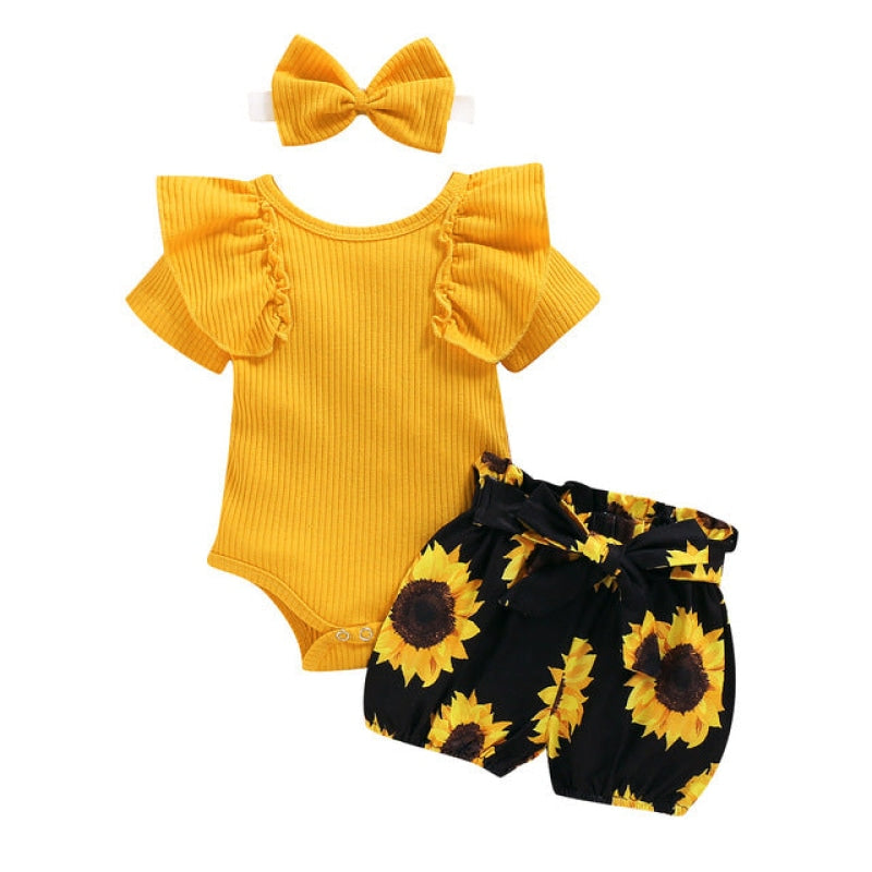 Wholesale baby girl floral short sleeve cotton suit-eebuy