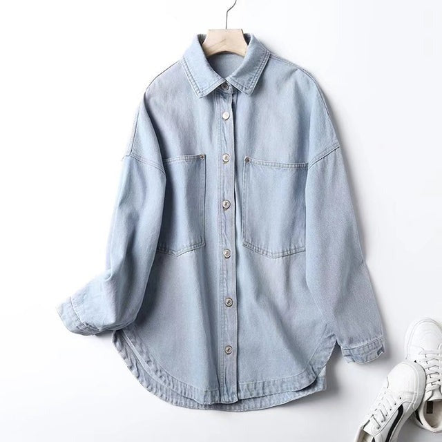 Wholesale denim shirt jacket women long sleeve-eebuy