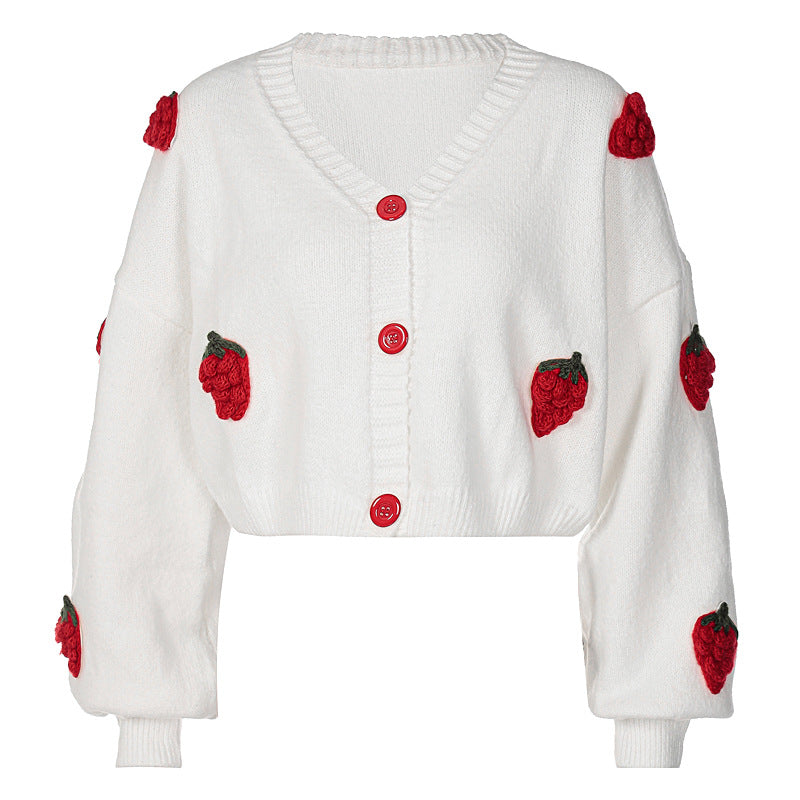 Wholesale Cardigan Strawberry Long Sleeve Sweater-eebuy