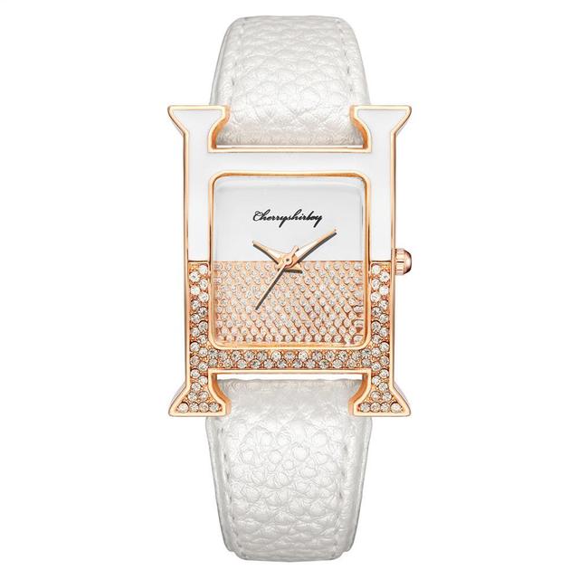Wholesale Square Elegant Watch Diamond Luxury Leather Watch-eebuy