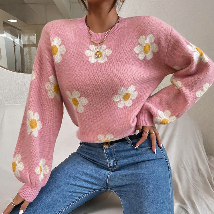 Wholesale Floral jacquard knitted sweater-eebuy