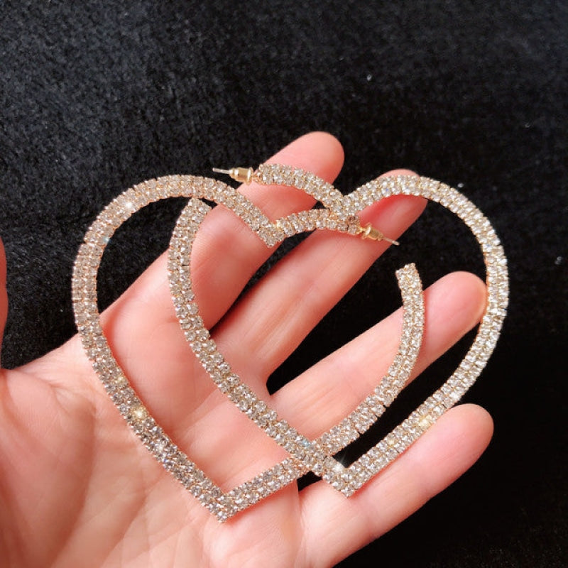 Wholesale Heart Crystal Hoop Earrings-eebuy