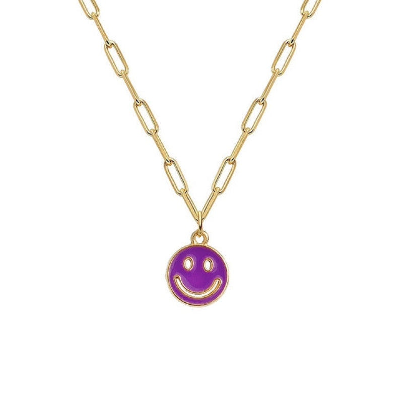 Wholesale Ladies Hollow Double Sided Smiley Necklace-eebuy