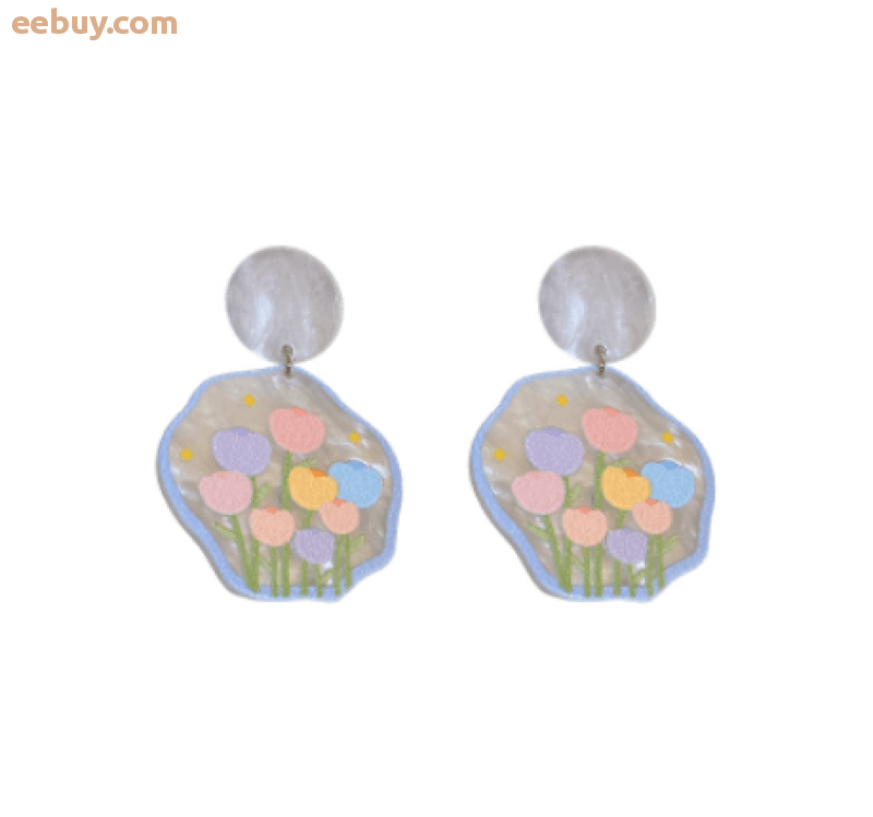 Wholesale Acrylic Geometric flower Earrings-eebuy