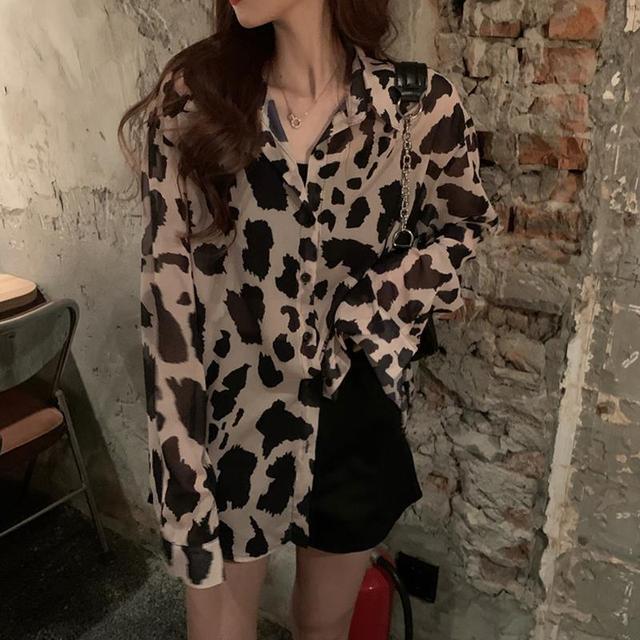 Wholesale Long Sleeve Leopard Print Chiffon Outerwear-eebuy