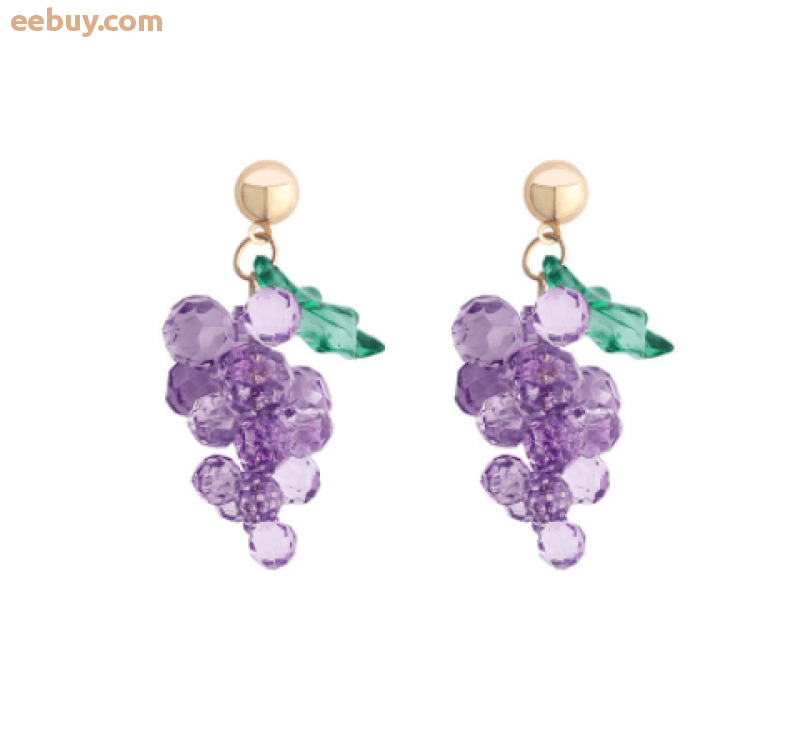 Wholesale Small fresh crystal grape earrings-eebuy