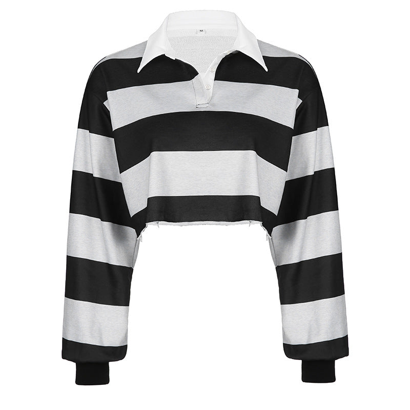 Wholesale Loose-Ended Striped Long Sweatshirt-eebuy