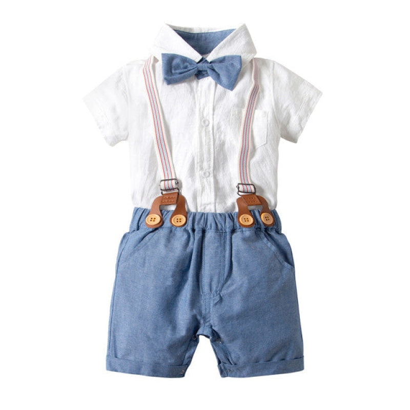Wholesale baby boy bow tie shirt set-eebuy