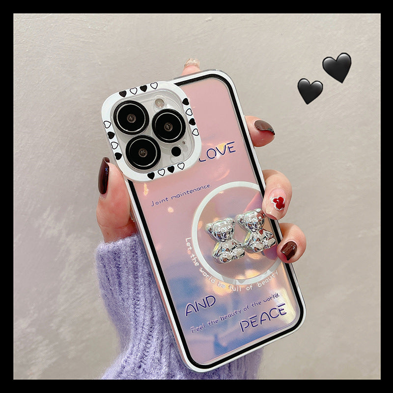 Wholesale three-dimensional silver laser bear iphone13promax phone case-eebuy