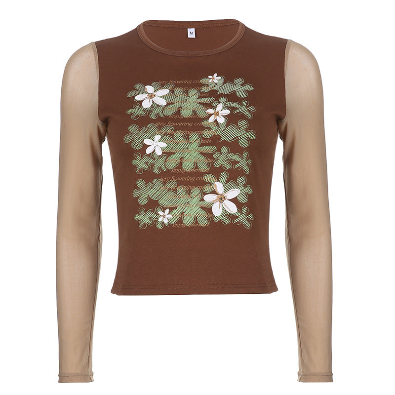 Wholesale Floral Long Sleeve T-Shirt Top-eebuy