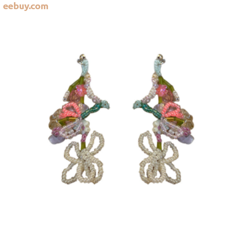 Wholesale Rice Bead Butterfly Tassel Earrings-eebuy