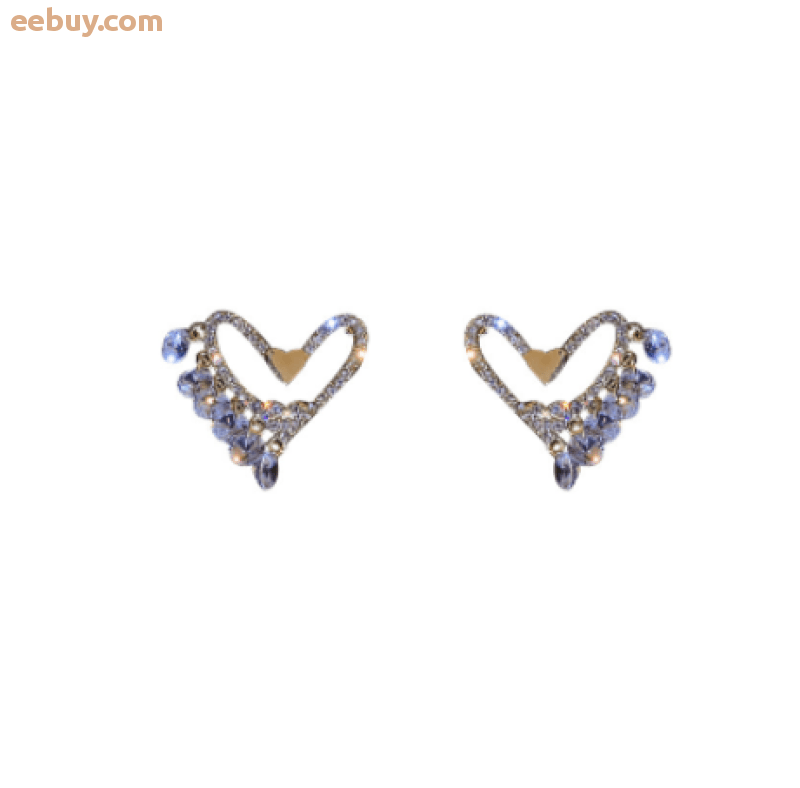 Wholesale Zircon Tassel Heart Earrings-eebuy