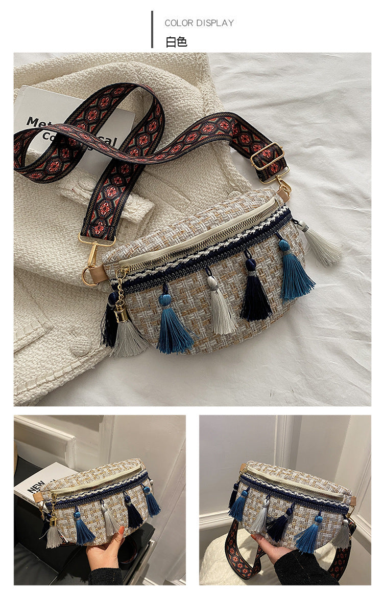 Wholesale tassel braided boho one shoulder messenger bag-eebuy