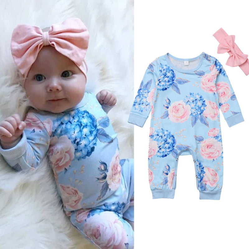 Wholesale Baby Girl Floral Long Sleeve Jumpsuit-eebuy