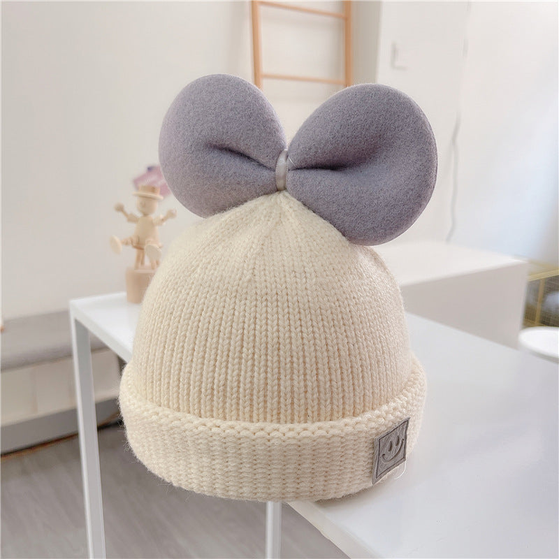 Wholesale baby sweater hat autumn and winter bow knitted hat-eebuy