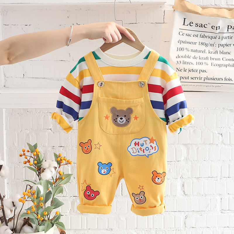 Wholesale long sleeve striped baby overalls suit-eebuy