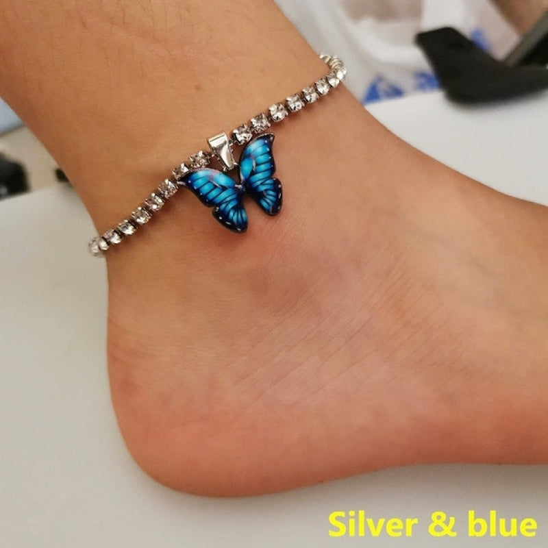 Wholesale Butterfly Charms Crystal Anklet Women Foot Chain-eebuy