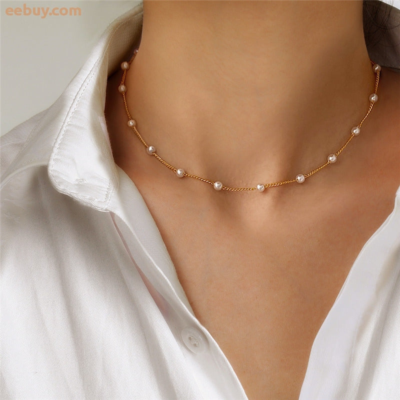Wholesale Women Gold Gothic Pearl Necklace Necklaces-eebuy