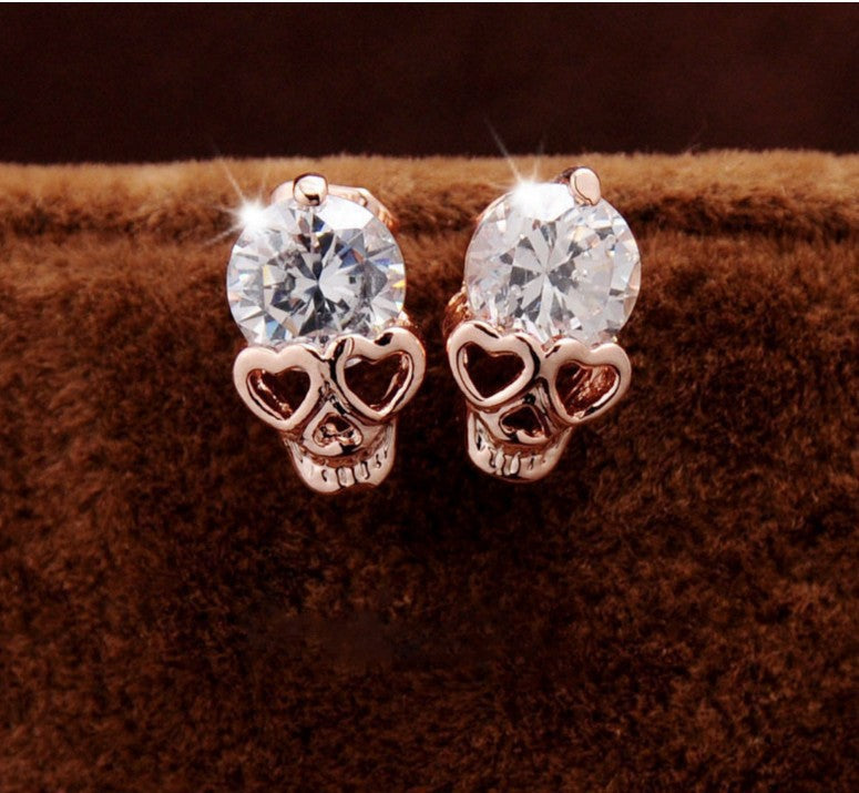 Wholesale Zircon Skull Stud Earrings-eebuy