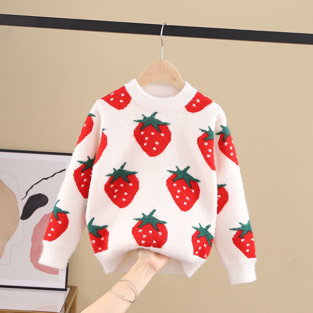 Wholesale Strawberry Sweater Girls Sweater Knit Pullover-eebuy