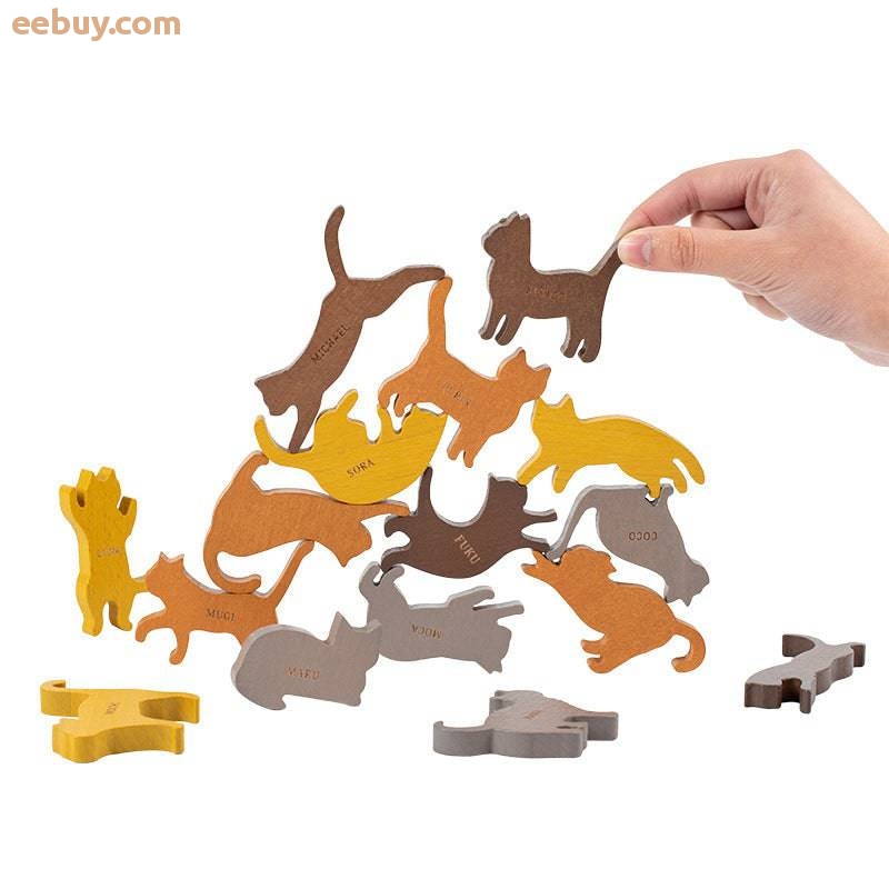 Wholesale  Children's wooden cat animal balance blocks-eebuy