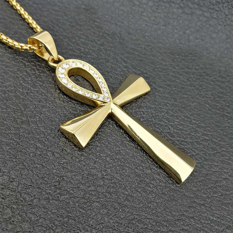 Wholesale Egypt Iced Out Bling Ankh Cross Pendant Necklace-eebuy