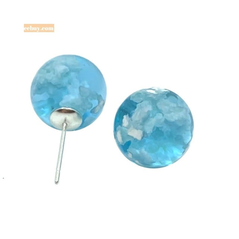 Wholesale Handmade Resin Transparent Ball Stud Earrings-eebuy
