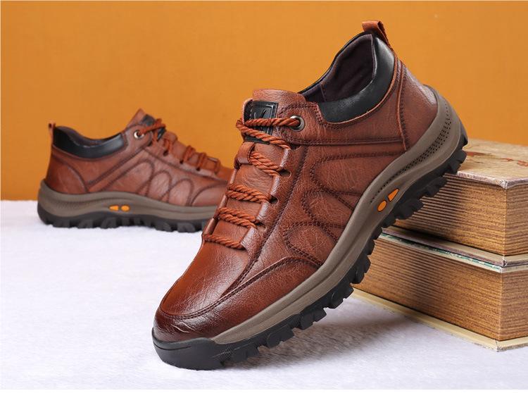 Men's Casual Leather Good Arch Support & Non-slip Outdoor  Breathable Walking Shoes