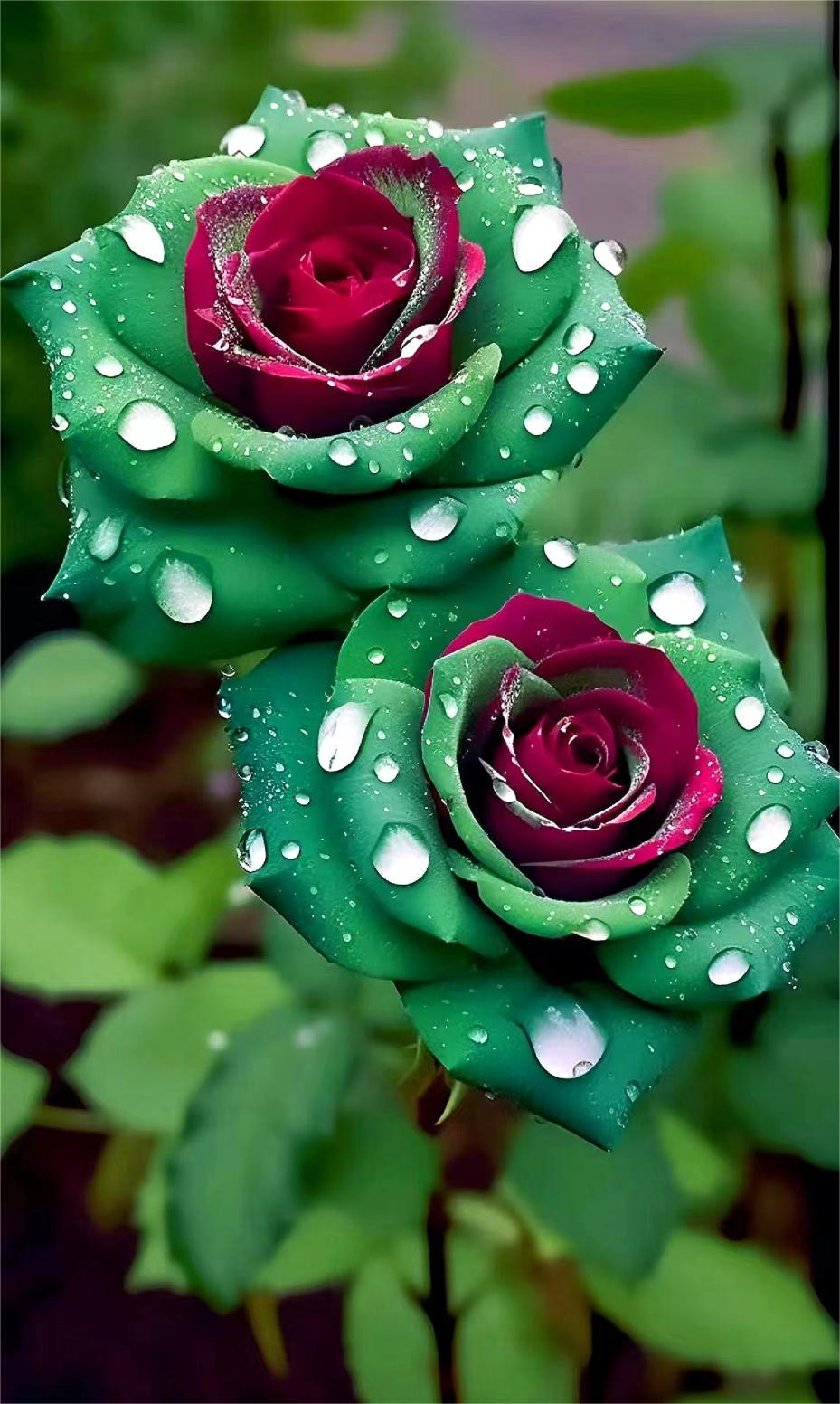 Ruby Green Twin Roses