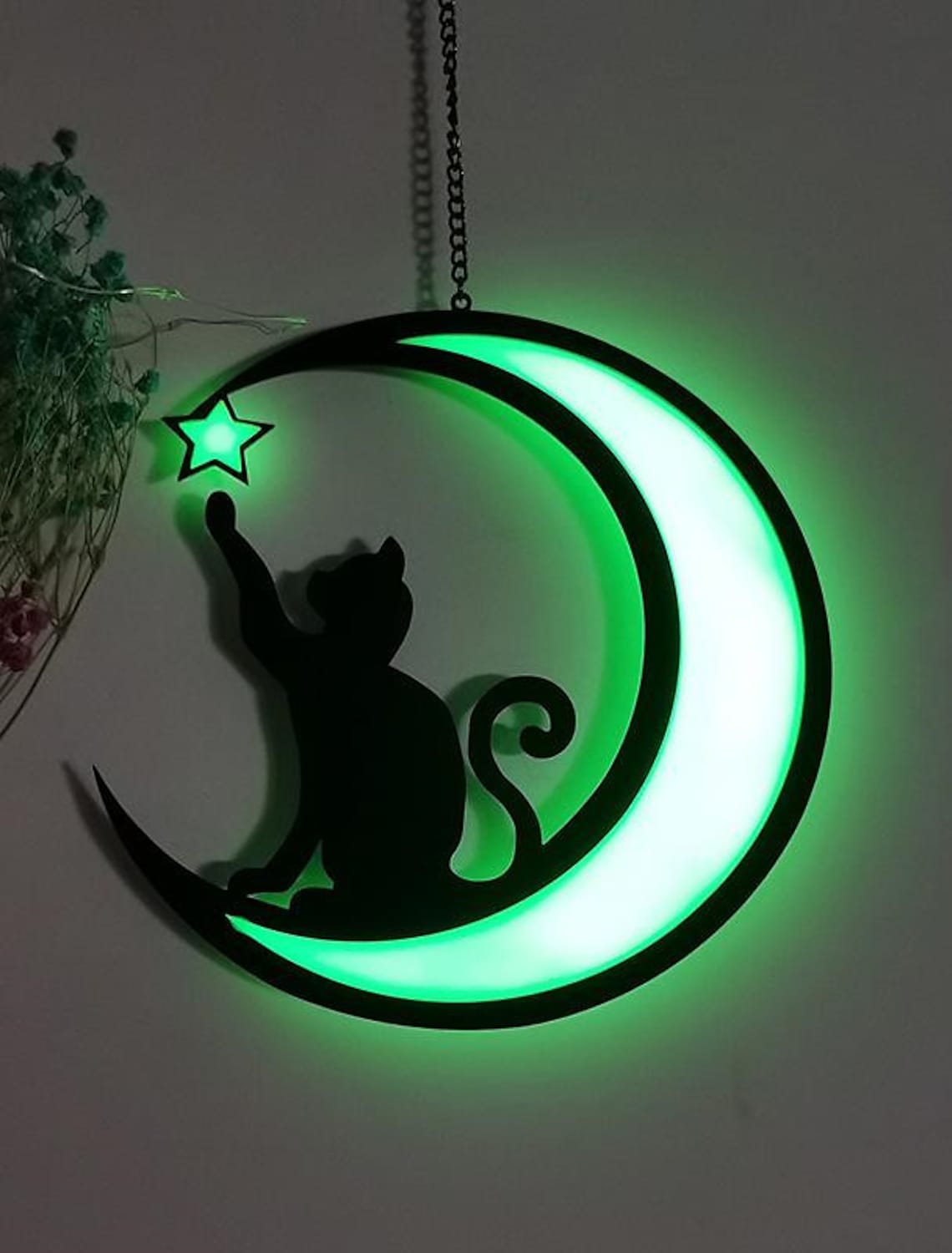 Luminous Stained Cat Glass Hanging