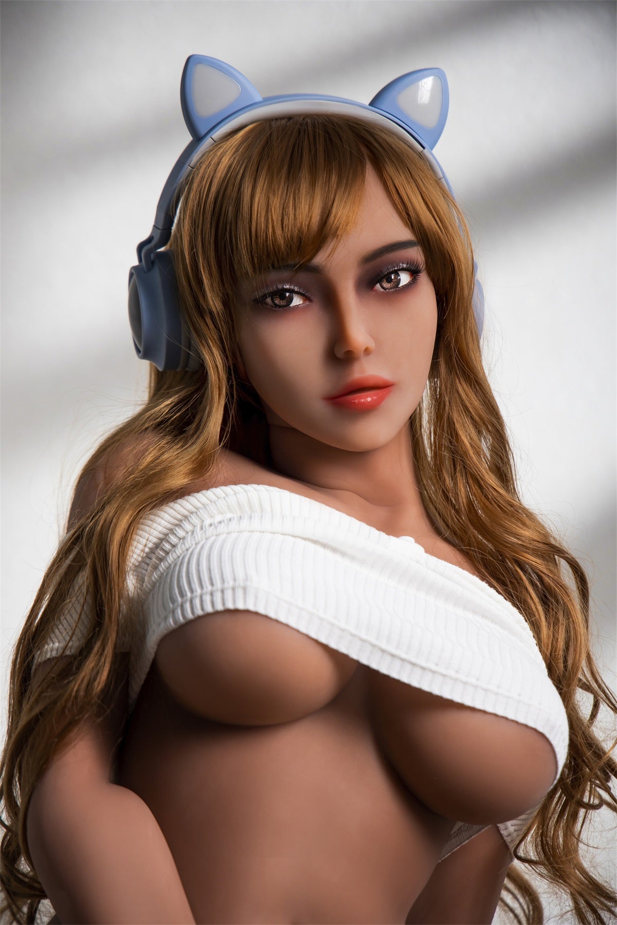 Tayen - Small Boobs  Wheat Skin Color Sex Doll With Long Blonde Curly Hair(5 Sizes ）-Honeylovedoll