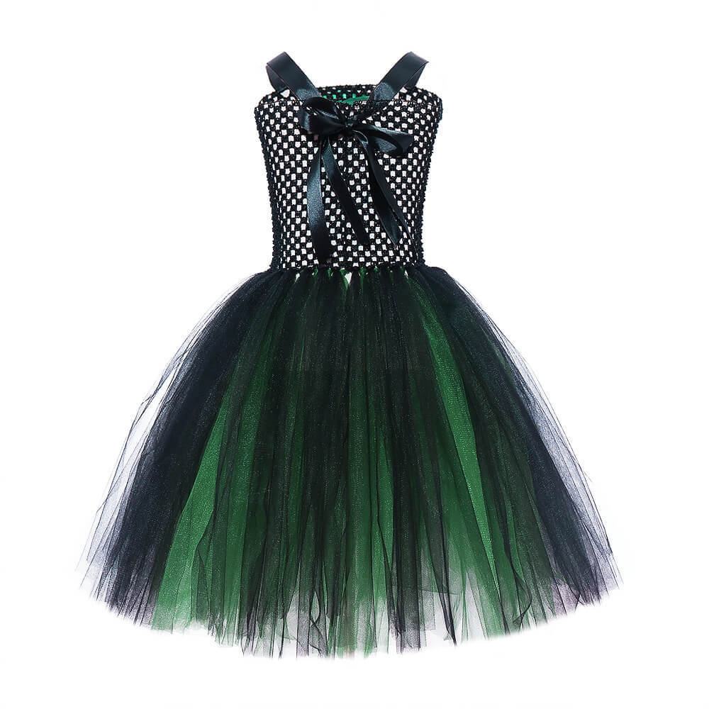 Girls Witch Tutu Dress Kids Halloween Cosplay School Play Costume