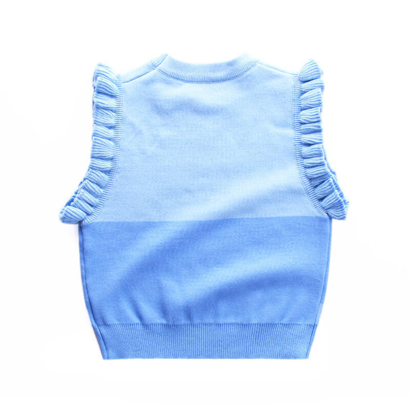 Pink Blue Little Rabbit On The Road Pattern Sweater Vest