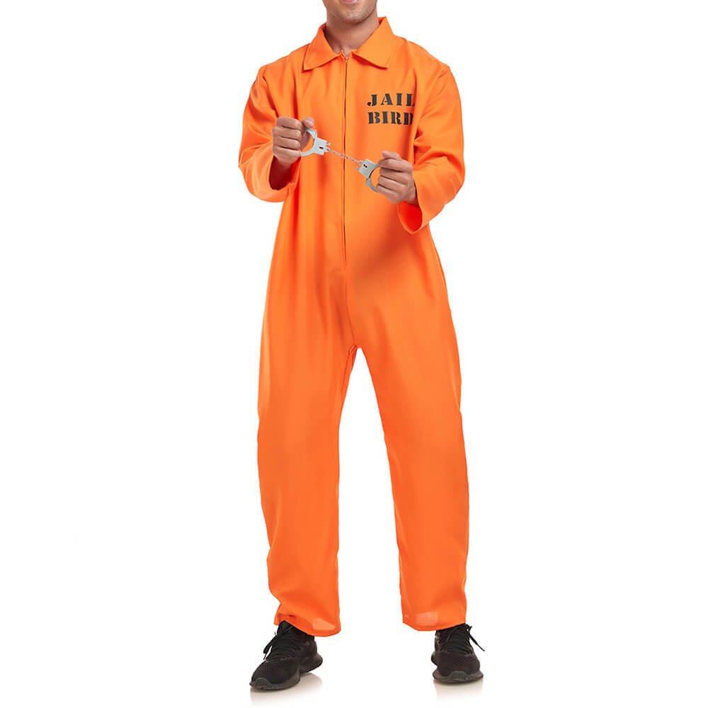 Orange Prisoner Uniform Jumpsuit Mens Halloween Cosplay Costume