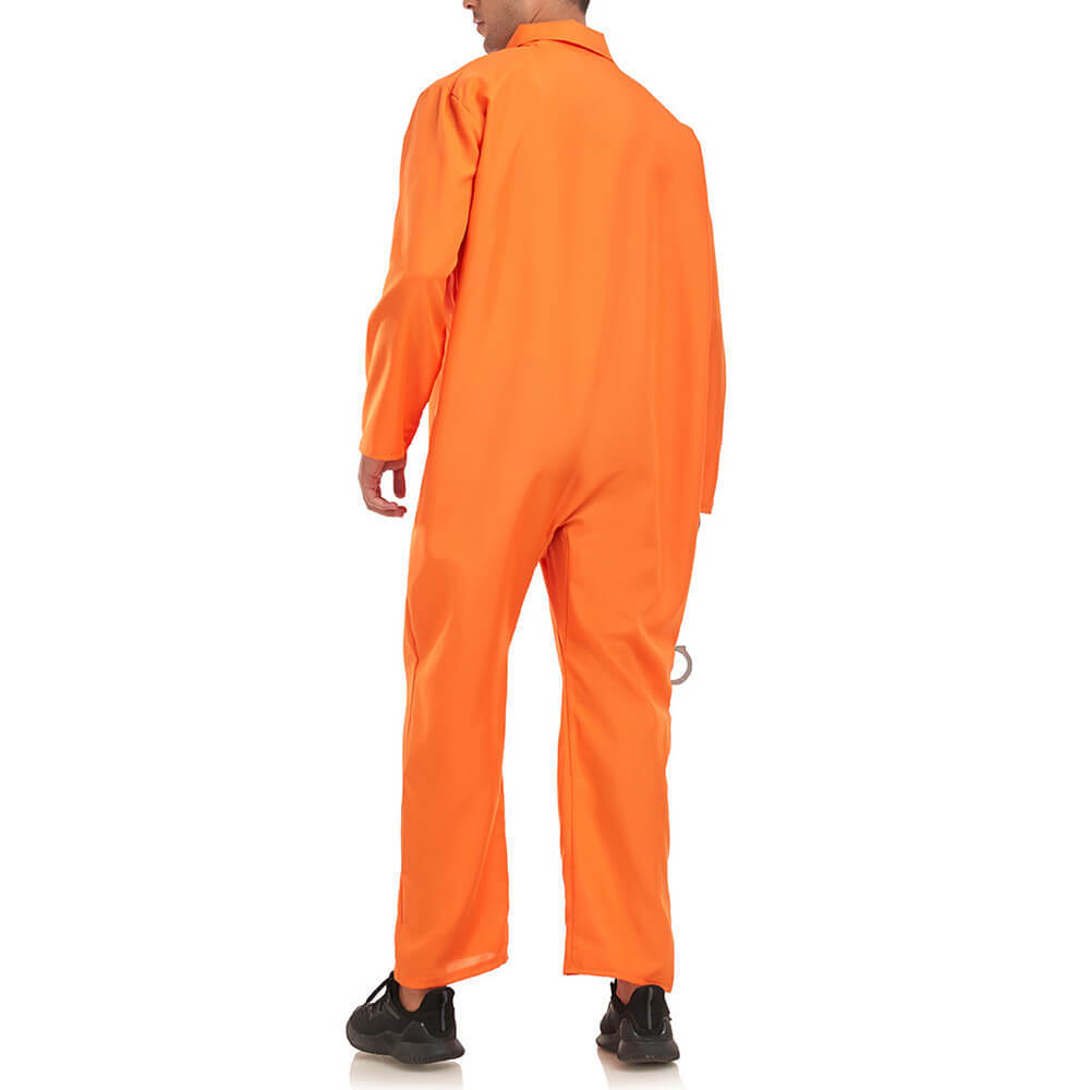 Orange Prisoner Uniform Jumpsuit Mens Halloween Cosplay Costume