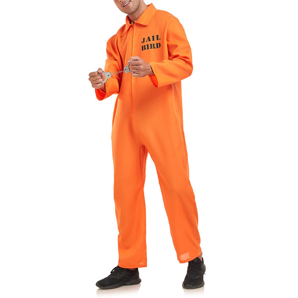 Orange Prisoner Uniform Jumpsuit Mens Halloween Cosplay Costume