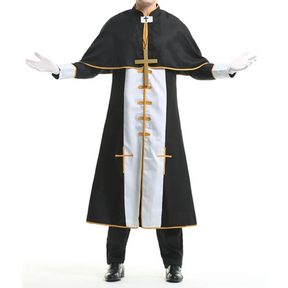 Mens Priest Formal Wear Halloween Cosplay Costume