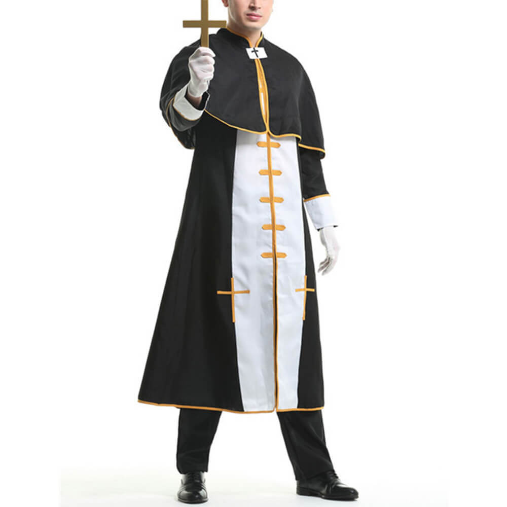 Mens Priest Formal Wear Halloween Cosplay Costume